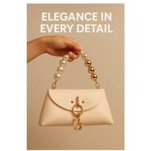 Elegant Cream Handbag with Pearl Handle